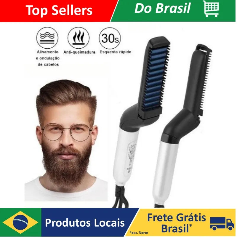 DAFUSHOP Chapinha Modelador Pente Portátil Para Cabelo E Barba Masculino Pente Elétrico Escova Alisadora i-Bugiganga