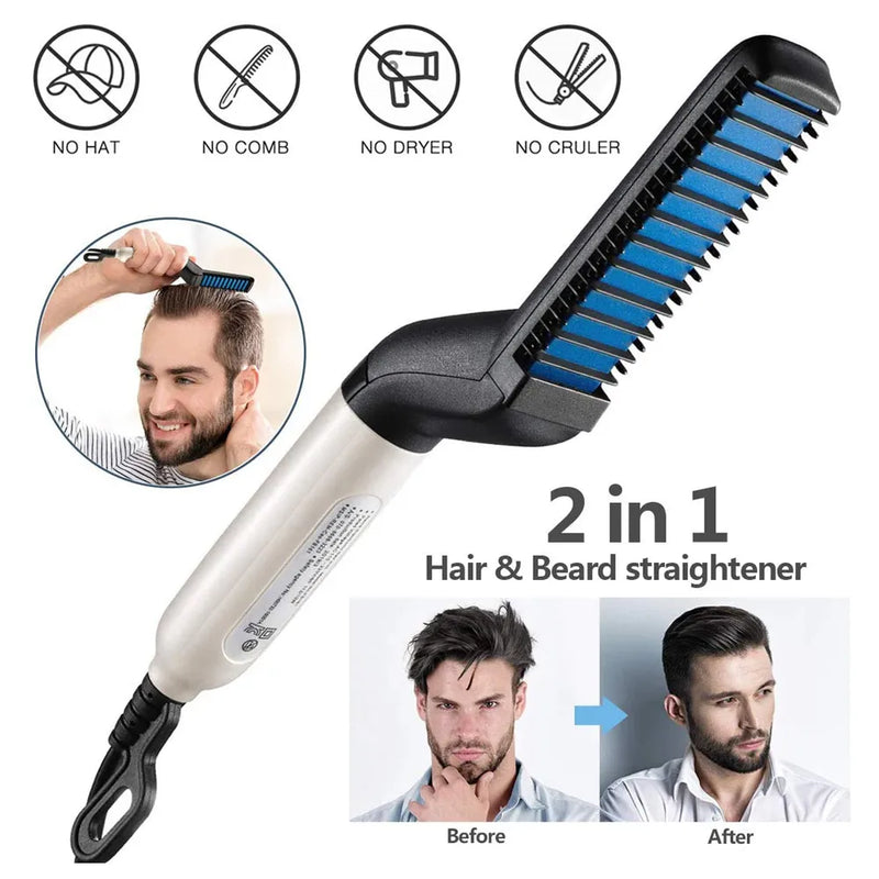 DAFUSHOP Chapinha Modelador Pente Portátil Para Cabelo E Barba Masculino Pente Elétrico Escova Alisadora i-Bugiganga