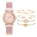 5PCS Women Watch Set Luxury Brand Rose Gold Dress Quartz Watch Bracelet Ladies Sports Wrist Watch Clock Gift Relogio Feminino i-Bugiganga