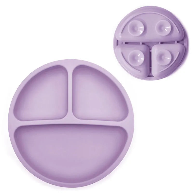 Baby Safe Sucker Silicone Dining Plate Solid Cute Cartoon Children Dishes Suction Toddle Training Tableware Kids Feeding Bowls i-Bugiganga