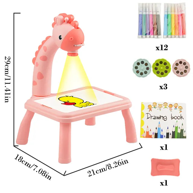 Kids Painting Board Toys Children LED Projector Art Painting Table Desk Arts Toy  Educational Learning Paint Tool Toy For Girl i-Bugiganga