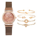 5PCS Women Watch Set Luxury Brand Rose Gold Dress Quartz Watch Bracelet Ladies Sports Wrist Watch Clock Gift Relogio Feminino i-Bugiganga