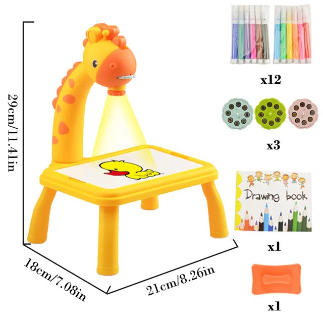 Kids Painting Board Toys Children LED Projector Art Painting Table Desk Arts Toy  Educational Learning Paint Tool Toy For Girl i-Bugiganga