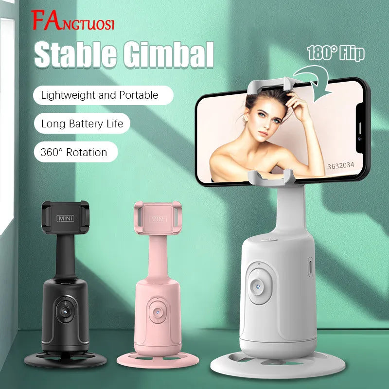 FANGTUOSI 2022 New 360 Rotation follow-up Gimbal Stabilizer Monopod Desktop tracking gimbal For Tiktok live photography i-Bugiganga